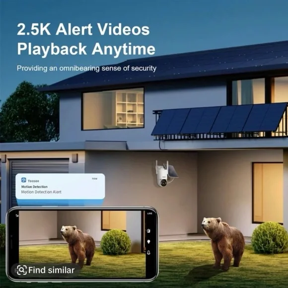 4G LTE Cellular Security Camera, No Wifi Security Camera, 2.5K Solar Camera Outd
